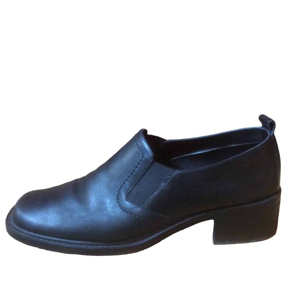 Aerosoles Peeper Black Leather Block Heel Rounded Square Toe Loafer Size 9 M